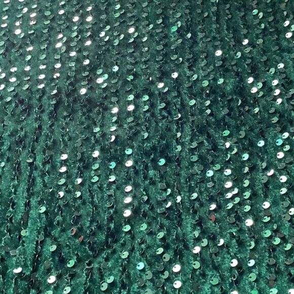 Sequin Dark Green Sparkly All Over Evening Party Top XL - Picture 8 of 8